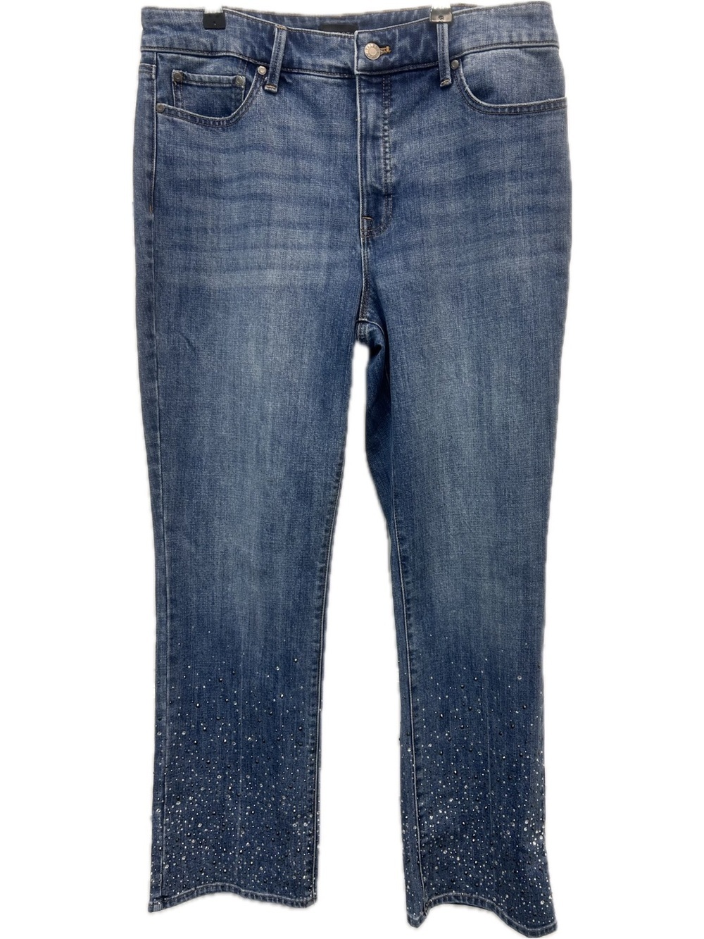 Talbots Sparkling Crystal Hem Barely Boot Jeans in Riley Wash Size 10